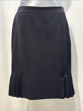 Tahari Black Pencil Skirt with Pleated Hem Panels
